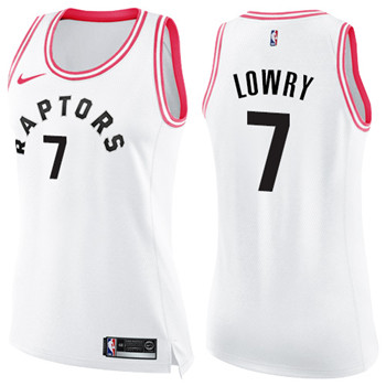 Nike Raptors #7 Kyle Lowry White Pink Women's NBA Swingman Fashion Jersey