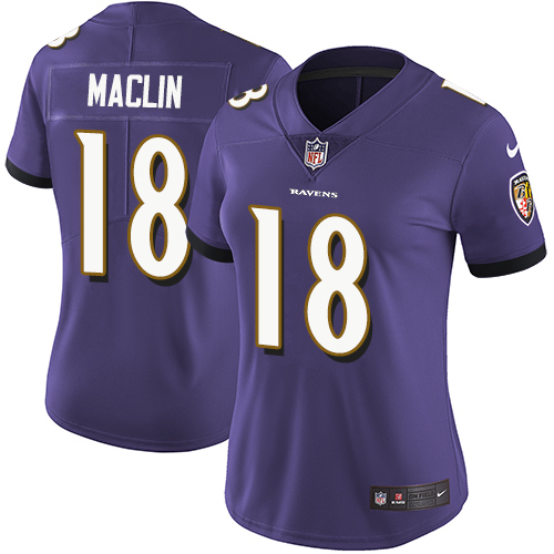 Nike Ravens #18 Jeremy Maclin Purple Team Color Women's Stitched NFL Vapor Untouchable Limited Jersey Nike Ravens #18 Jeremy Maclin Purple Team Color Women's Stitched NFL Vapor Untouchable Limited Jersey