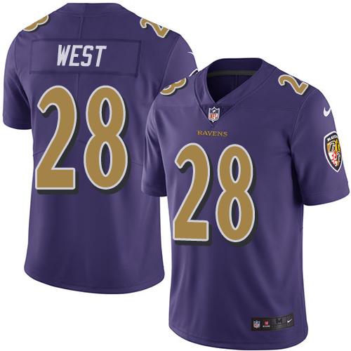 Nike Ravens #28 Terrance West Purple Youth Stitched NFL Limited Rush Jersey Nike Ravens #28 Terrance West Purple Youth Stitched NFL Limited Rush Jersey