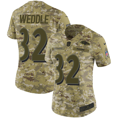 Nike Ravens #32 Eric Weddle Camo Women's Stitched NFL Limited 2018 Salute to Service Jersey Nike Ravens #32 Eric Weddle Camo Women's Stitched NFL Limited 2018 Salute to Service Jersey