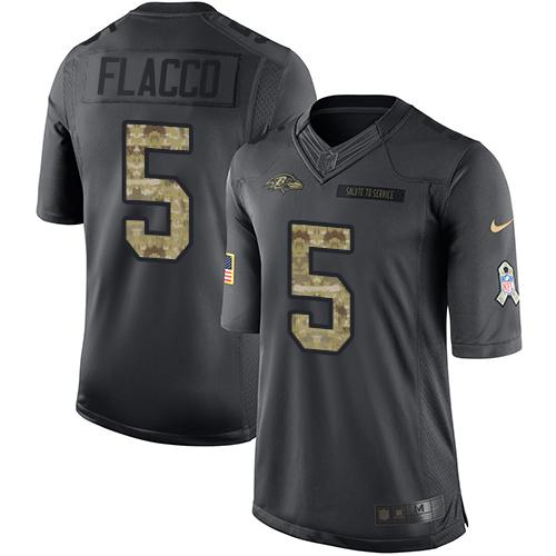 Nike Ravens #5 Joe Flacco Black Men's Stitched NFL Limited 2016 Salute to Service Jersey Nike Ravens #5 Joe Flacco Black Men's Stitched NFL Limited 2016 Salute to Service Jersey
