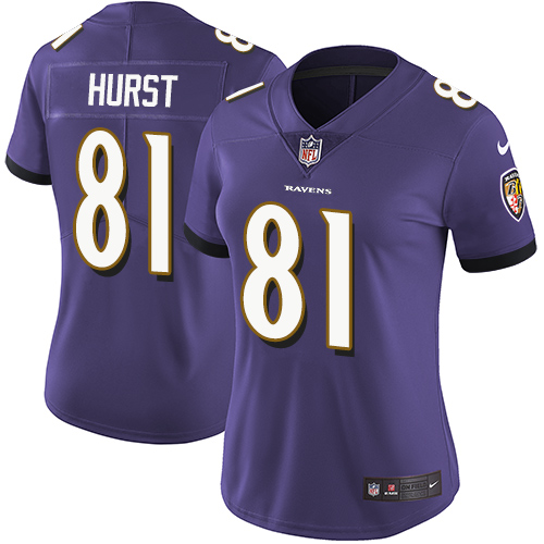 Nike Ravens #81 Hayden Hurst Purple Team Color Women's Stitched NFL Vapor Untouchable Limited Jersey Nike Ravens #81 Hayden Hurst Purple Team Color Women's Stitched NFL Vapor Untouchable Limited Jersey