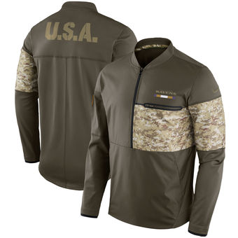 Nike Ravens Olive Salute to Service Sideline Hybrid Half-Zip Pullover Jacket