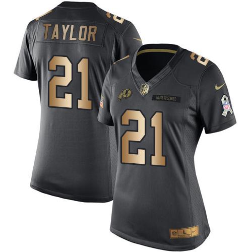 Nike Redskins #21 Sean Taylor Black Women's Stitched NFL Limited Gold Salute to Service Jersey Nike Redskins #21 Sean Taylor Black Women's Stitched NFL Limited Gold Salute to Service Jersey