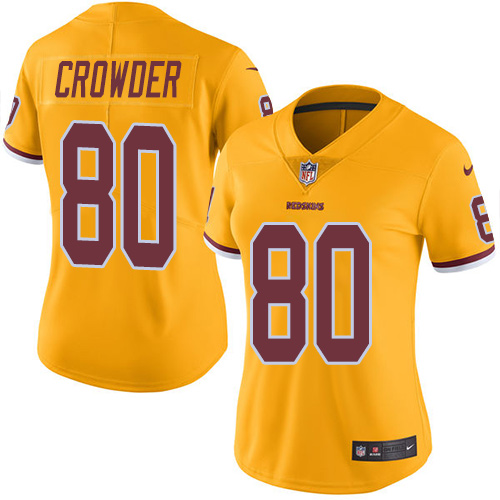 Nike Redskins #80 Jamison Crowder Gold Women's Stitched NFL Limited Rush Jersey Nike Redskins #80 Jamison Crowder Gold Women's Stitched NFL Limited Rush Jersey