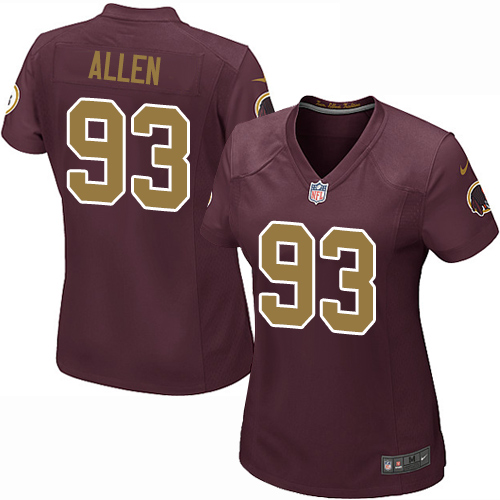 Nike Redskins #93 Jonathan Allen Burgundy Red Alternate Women's Stitched NFL Elite Jersey