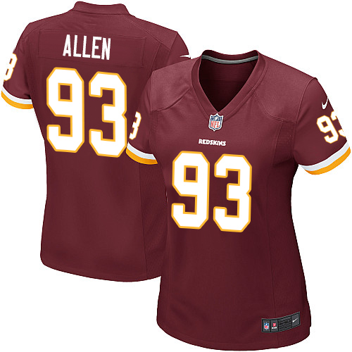 Nike Redskins #93 Jonathan Allen Burgundy Red Team Color Women's Stitched NFL Elite Jersey