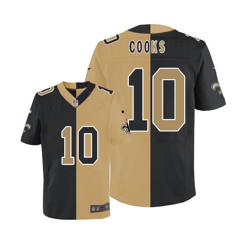 Nike Saints #10 Brandin Cooks Black Gold Men's Stitched NFL Elite Split Jersey Nike Saints #10 Brandin Cooks Black Gold Men's Stitched NFL Elite Split Jersey