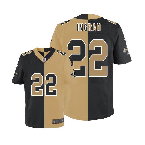 Nike Saints #22 Mark Ingram Black Gold Men's Stitched NFL Elite Split Jersey Nike Saints #22 Mark Ingram Black Gold Men's Stitched NFL Elite Split Jersey
