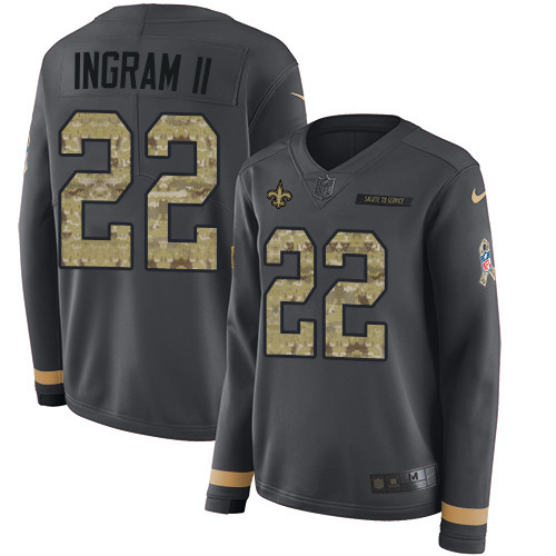 Nike Saints #22 Mark Ingram II Anthracite Salute to Service