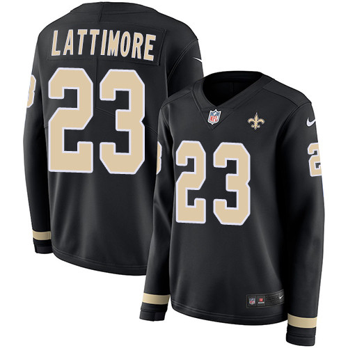 Nike Saints #23 Marshon Lattimore Black Team Color Women's Stitched Nike Saints #23 Marshon Lattimore Black Team Color Women's Stitched