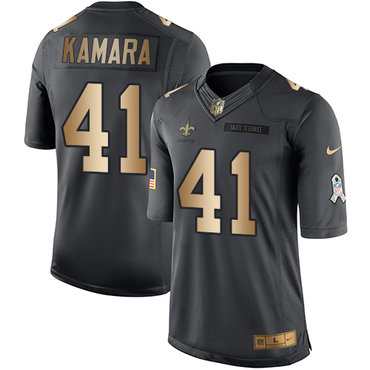 Nike Saints #41 Alvin Kamara Black Men's Stitched NFL Limited Gold Salute To Service Jersey Nike Saints #41 Alvin Kamara Black Men's Stitched NFL Limited Gold Salute To Service Jersey