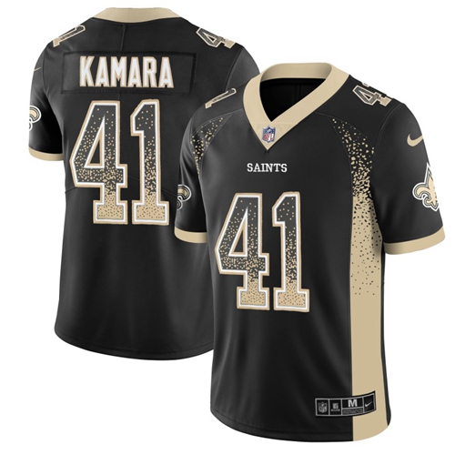 Nike Saints #41 Alvin Kamara Black Team Color Men's Stitched NFL Limited Rush Drift Fashion Jersey Nike Saints #41 Alvin Kamara Black Team Color Men's Stitched NFL Limited Rush Drift Fashion Jersey