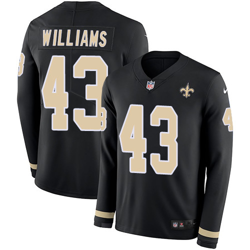 Nike Saints #43 Marcus Williams Black Team Color Men's Stitched NFL Limited Therma Long Sleeve Jersey Nike Saints #43 Marcus Williams Black Team Color Men's Stitched NFL Limited Therma Long Sleeve Jersey