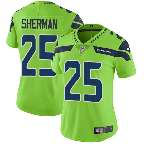 Nike Seahawks #25 Richard Sherman Green Women's Stitched NFL Limited Rush Jersey Nike Seahawks #25 Richard Sherman Green Women's Stitched NFL Limited Rush Jersey