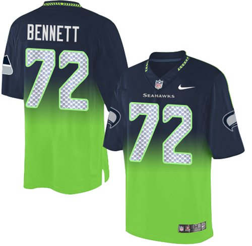 Nike Seahawks #72 Michael Bennett Steel Blue Green Men's Stitched NFL Elite Fadeaway Fashion Jersey Nike Seahawks #72 Michael Bennett Steel Blue Green Men's Stitched NFL Elite Fadeaway Fashion Jersey