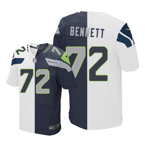 Nike Seahawks #72 Michael Bennett White Steel Blue Men's Stitched NFL Elite Split Jersey Nike Seahawks #72 Michael Bennett White Steel Blue Men's Stitched NFL Elite Split Jersey