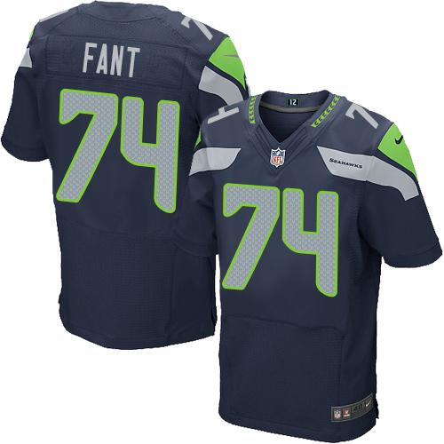 Nike Seahawks #74 George Fant Steel Blue Team Color Men's Stitched NFL Elite Jersey Nike Seahawks #74 George Fant Steel Blue Team Color Men's Stitched NFL Elite Jersey