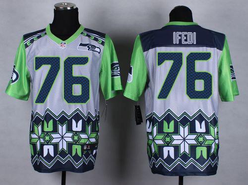 Nike Seahawks #76 Germain Ifedi Grey Men's Stitched NFL Elite Noble Fashion Jersey