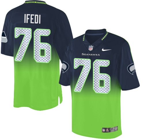 Nike Seahawks #76 Germain Ifedi Steel Blue Green Men's Stitched NFL Elite Fadeaway Fashion Jersey Nike Seahawks #76 Germain Ifedi Steel Blue Green Men's Stitched NFL Elite Fadeaway Fashion Jersey