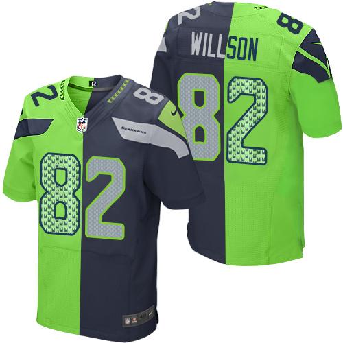 Nike Seahawks #82 Luke Willson Steel Blue Green Men's Stitched NFL Elite Split Jersey Nike Seahawks #82 Luke Willson Steel Blue Green Men's Stitched NFL Elite Split Jersey