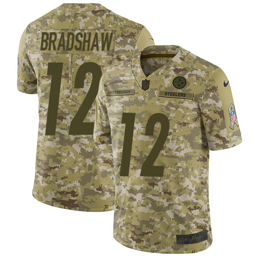 Nike Steelers #12 Terry Bradshaw Camo Men's Stitched NFL Limited 2018 Salute To Service Jersey Nike Steelers #12 Terry Bradshaw Camo Men's Stitched NFL Limited 2018 Salute To Service Jersey
