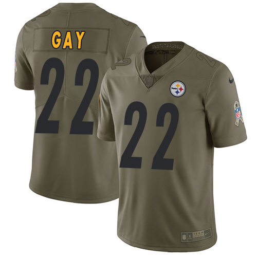 Nike Steelers #22 William Gay Olive Men's Stitched NFL Limited 2017 Salute to Service Jersey