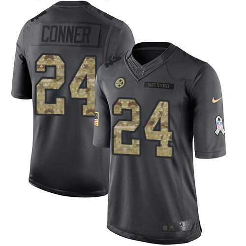 Nike Steelers #24 James Conner Black Men's Stitched NFL Limited 2016 Salute to Service Jersey
