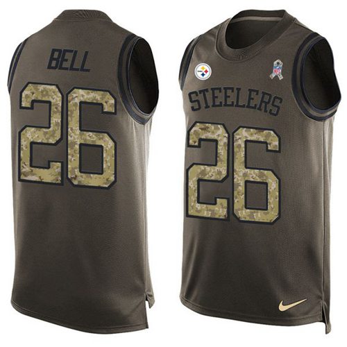 Nike Steelers #26 Le'Veon Bell Green Men's Stitched NFL Limited Salute To Service Tank Top Jersey Nike Steelers #26 Le'Veon Bell Green Men's Stitched NFL Limited Salute To Service Tank Top Jersey