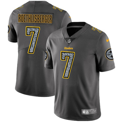 Nike Steelers #7 Ben Roethlisberger Gray Static Youth NFL Vapor Untouchable Game Jersey