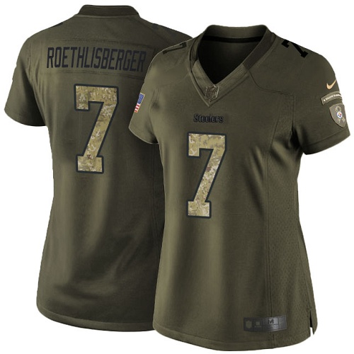 Nike Steelers #7 Ben Roethlisberger Green Women's Stitched NFL Limited 2015 Salute to Service Jersey Nike Steelers #7 Ben Roethlisberger Green Women's Stitched NFL Limited 2015 Salute to Service Jersey
