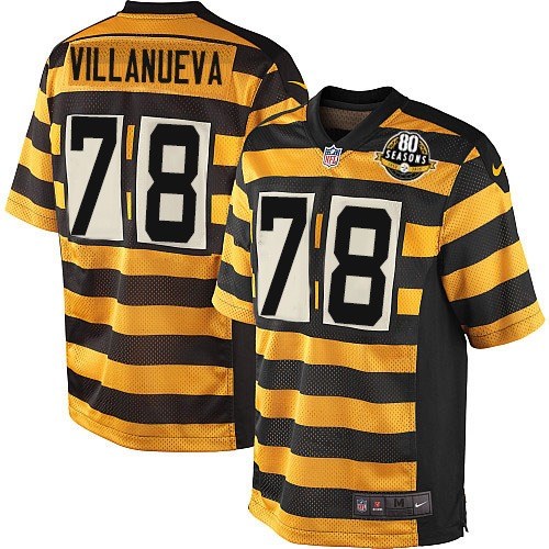Nike Steelers #78 Alejandro Villanueva Yellow Black Alternate Men's Stitched NFL 80TH Throwback Elite Jersey Nike Steelers #78 Alejandro Villanueva Yellow Black Alternate Men's Stitched NFL 80TH Throwback Elite Jersey
