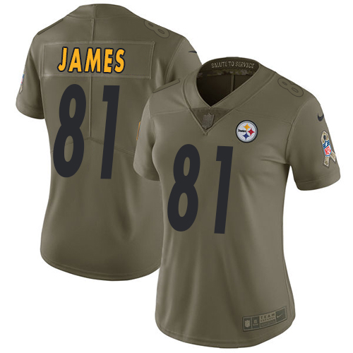 Nike Steelers #81 Jesse James Olive Women's Stitched NFL Limited 2017 Salute to Service Jersey