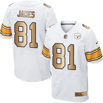 Nike Steelers #81 Jesse James White Men's Stitched NFL Elite Gold Jersey Nike Steelers #81 Jesse James White Men's Stitched NFL Elite Gold Jersey