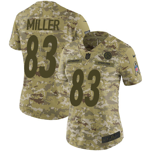 Nike Steelers #83 Heath Miller Camo Women's Stitched NFL Limited 2018 Salute to Service Jersey Nike Steelers #83 Heath Miller Camo Women's Stitched NFL Limited 2018 Salute to Service Jersey