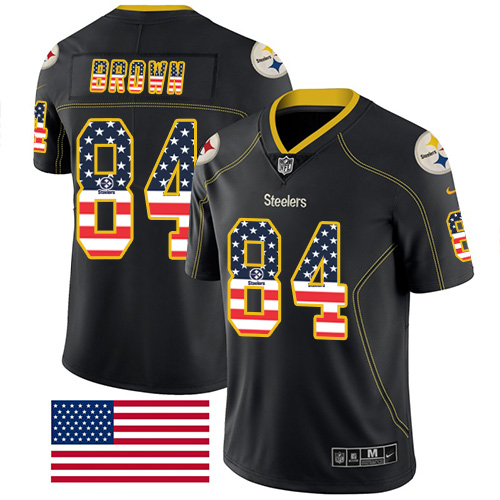 Nike Steelers #84 Antonio Brown Black Men's Stitched NFL Limited Rush USA Flag Jersey Nike Steelers #84 Antonio Brown Black Men's Stitched NFL Limited Rush USA Flag Jersey