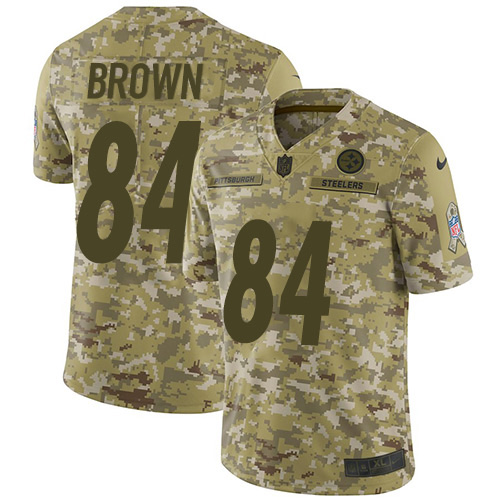 Nike Steelers #84 Antonio Brown Camo Men's Stitched NFL Limited 2018 Salute To Service Jersey Nike Steelers #84 Antonio Brown Camo Men's Stitched NFL Limited 2018 Salute To Service Jersey