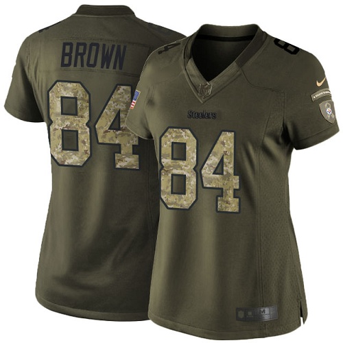 Nike Steelers #84 Antonio Brown Green Women's Stitched NFL Limited 2015 Salute to Service Jersey Nike Steelers #84 Antonio Brown Green Women's Stitched NFL Limited 2015 Salute to Service Jersey