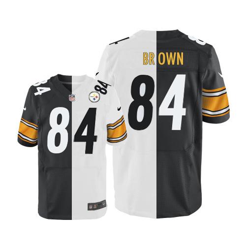 Nike Steelers #84 Antonio Brown White Black Men's Stitched NFL Elite Split Jersey Nike Steelers #84 Antonio Brown White Black Men's Stitched NFL Elite Split Jersey