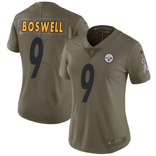 Nike Steelers #9 Chris Boswell Olive Women's Stitched NFL Limited 2017 Salute to Service Jersey Nike Steelers #9 Chris Boswell Olive Women's Stitched NFL Limited 2017 Salute to Service Jersey