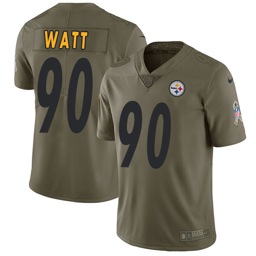 Nike Steelers #90 T. J. Watt Olive Men's Stitched NFL Limited 2017 Salute to Service Jersey Nike Steelers #90 T. J. Watt Olive Men's Stitched NFL Limited 2017 Salute to Service Jersey