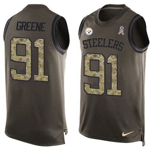 Nike Steelers #91 Kevin Greene Green Men's Stitched NFL Limited Salute To Service Tank Top Jersey Nike Steelers #91 Kevin Greene Green Men's Stitched NFL Limited Salute To Service Tank Top Jersey