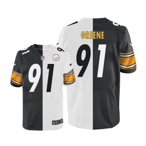Nike Steelers #91 Kevin Greene White Black Men's Stitched NFL Elite Split Jersey Nike Steelers #91 Kevin Greene White Black Men's Stitched NFL Elite Split Jersey