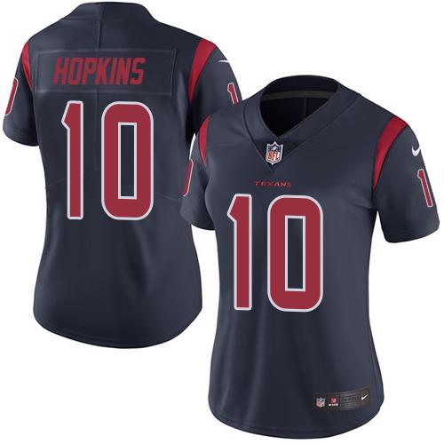 Nike Texans #10 DeAndre Hopkins Navy Blue Women's Stitched NFL Limited Rush Jersey Nike Texans #10 DeAndre Hopkins Navy Blue Women's Stitched NFL Limited Rush Jersey