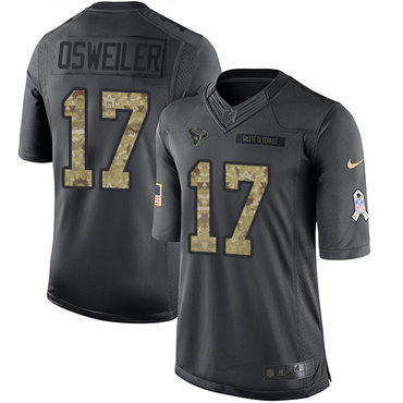 Nike Texans #17 Brock Osweiler Black Men's Stitched NFL Limited 2016 Salute to Service Jersey Nike Texans #17 Brock Osweiler Black Men's Stitched NFL Limited 2016 Salute to Service Jersey