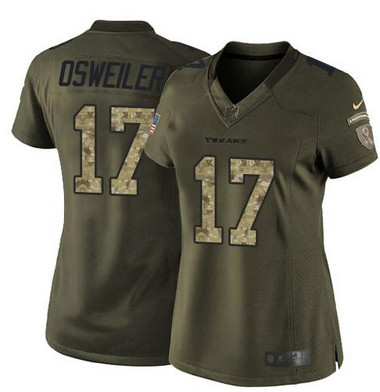 Nike Texans #17 Brock Osweiler Green Women's Stitched NFL Limited Salute to Service Jersey Nike Texans #17 Brock Osweiler Green Women's Stitched NFL Limited Salute to Service Jersey