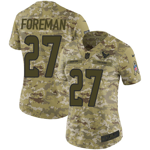 Nike Texans #27 D'Onta Foreman Camo Women's Stitched NFL Limited 2018 Salute to Service Jersey Nike Texans #27 D'Onta Foreman Camo Women's Stitched NFL Limited 2018 Salute to Service Jersey
