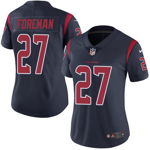 Nike Texans #27 D'Onta Foreman Navy Blue Women's Stitched NFL Limited Rush Jersey Nike Texans #27 D'Onta Foreman Navy Blue Women's Stitched NFL Limited Rush Jersey
