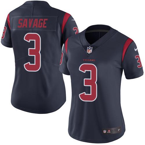 Nike Texans #3 Tom Savage Navy Blue Women's Stitched NFL Limited Rush Jersey Nike Texans #3 Tom Savage Navy Blue Women's Stitched NFL Limited Rush Jersey