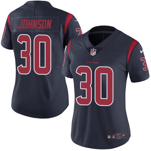Nike Texans #30 Kevin Johnson Navy Blue Women's Stitched NFL Limited Rush Jersey Nike Texans #30 Kevin Johnson Navy Blue Women's Stitched NFL Limited Rush Jersey